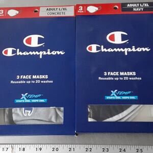 NWT 2 packs of 3 L/XL adult Champion Face Masks